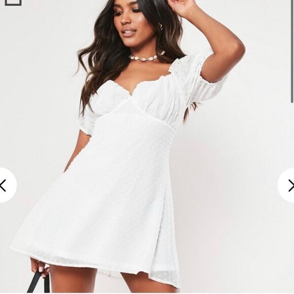 Missguided Milkmaid Skater Dress Dobby US 4 - Picture 9 of 9
